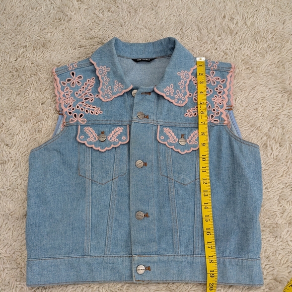 Driftwood Venus Eyelet Floral Pink Embroidered Denim Lace Vest - Picture 9 of 9